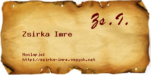 Zsirka Imre névjegykártya